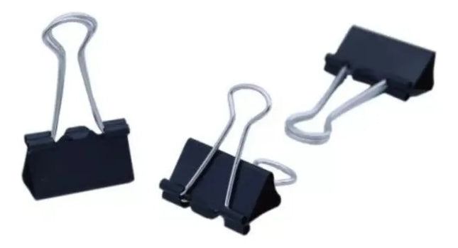 Clip Sujetapapeles 41mm 24 Unidades Binder Clip Doble Negro