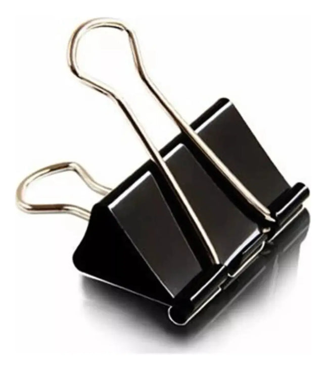 Clip Sujetapapeles 25mm 48 Unidades Binder Clip Doble Negro
