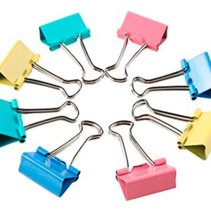 Clip Sujetapapeles 15mm 60 Unidades Binder Clip Doble Colores Pasteles