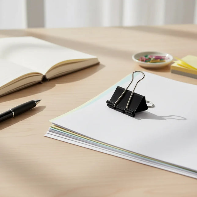 Clip Sujetapapeles 41mm 24 Unidades Binder Clip Doble Negro