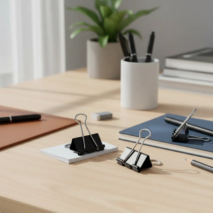 Clip Sujetapapeles 41mm 24 Unidades Binder Clip Doble Negro