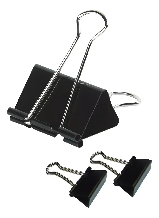 Clip Sujetapapeles 19mm 40 Unidades Binder Clip Doble Negro