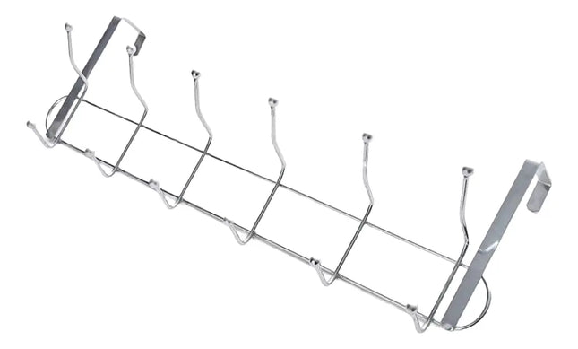 Colgador Perchero De Metal Para Puertas 6 Ganchos Dobles Plateado