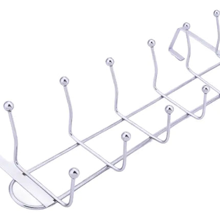 Colgador Perchero De Metal Para Puertas 6 Ganchos Dobles Plateado