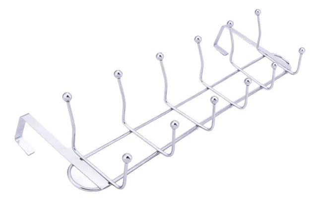 Colgador Perchero De Metal Para Puertas 6 Ganchos Dobles Plateado