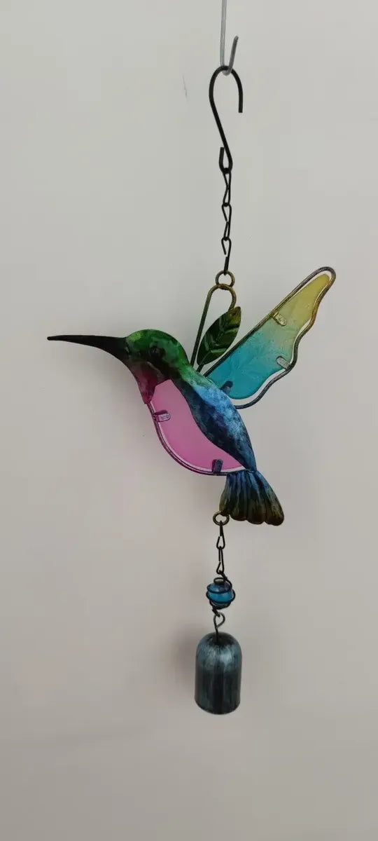 Colgante Campana De Viento Colibrí Vintage Campanilla Arte Multicolor campanilla