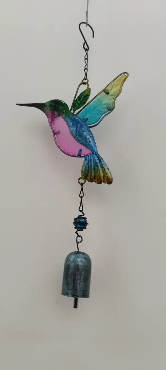 Colgante Campana De Viento Colibrí Vintage Campanilla Arte Multicolor campanilla