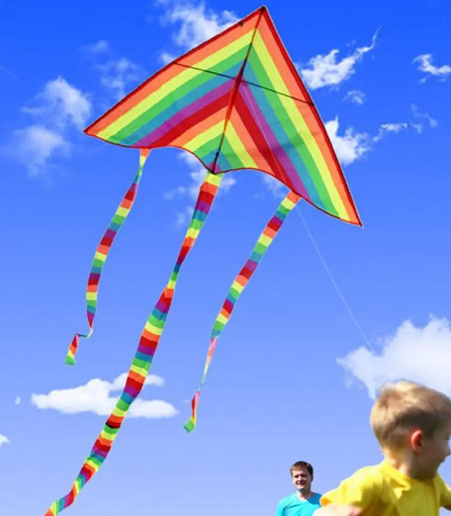 Cometa Grande Volantín Tela Mylar 146 X 60cms + Hilo Multicolor