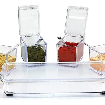 Caja Organizador Condimentos De 4 Piezas / Condimentero Acrílico