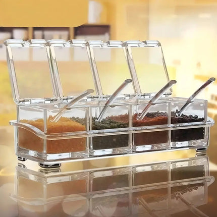 Caja Organizador Condimentos De 4 Piezas / Condimentero Acrílico