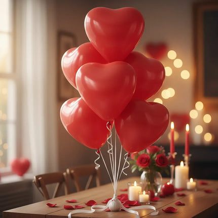 Globos Látex Corazón Globomania 30cm Rojos Apto Helio X12