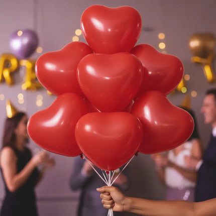 Globos Látex Corazón Globomania 30cm Rojos Apto Helio X12