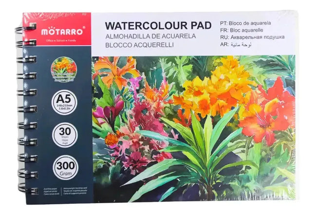 Croquera Para Acuarela Tamaño A5 /30 Hjs. De Papel 300grs