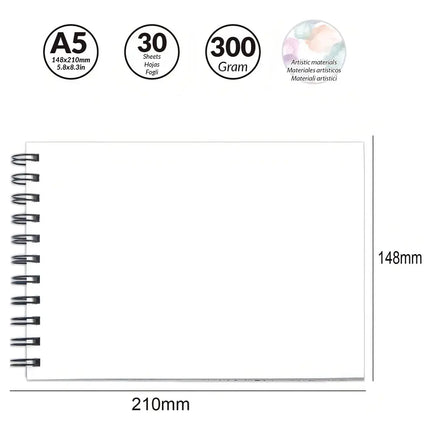 Croquera Para Acuarela Tamaño A5 /30 Hjs. De Papel 300grs