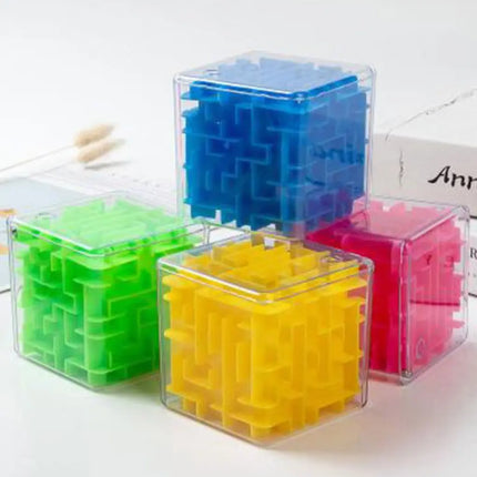 Mini Cubo Laberinto 3d, Puzzle 3d, Camino Bolita Ingenio AMARILLO
