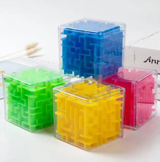Mini Cubo Laberinto 3d, Puzzle 3d, Camino Bolita Ingenio AMARILLO