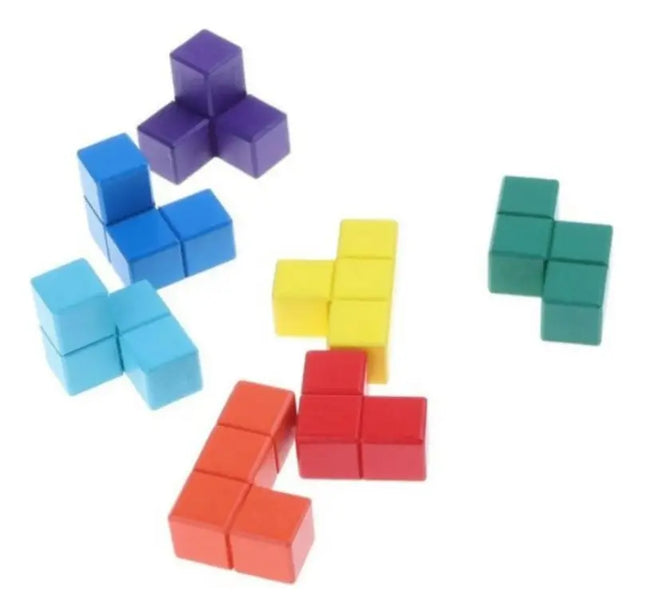 Cubo De Madera Rubik, Tetris 7 Piezas, Juego De Ingenio