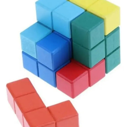 Cubo De Madera Rubik, Tetris 7 Piezas, Juego De Ingenio