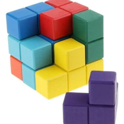 Cubo De Madera Rubik, Tetris 7 Piezas, Juego De Ingenio