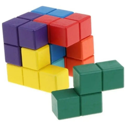 Cubo De Madera Rubik, Tetris 7 Piezas, Juego De Ingenio