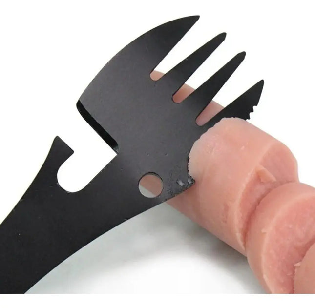 Cubierto Táctico Cuchara Tenedor Cuchillo Abrelatas 5 En 1 Negro