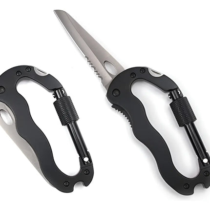 Cuchillo De Supervivencia Táctico Militar Mosquetón 6 En 1 Negro
