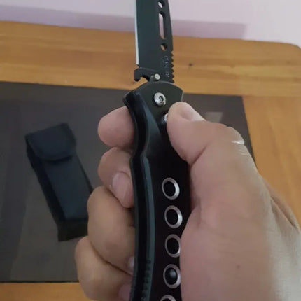 Cuchillo Automático De Combate Negro, Caza, Pesca Buen Filo