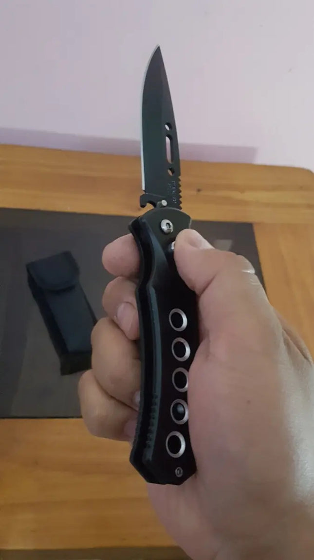 Cuchillo Automático De Combate Negro, Caza, Pesca Buen Filo