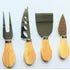 Set Cuchillos Para Queso Mango Madera Cocktail Acero Inox Plateado