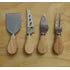 Set Cuchillos Para Queso Mango Madera Cocktail Acero Inox Plateado
