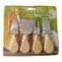 Set Cuchillos Para Queso Mango Madera Cocktail Acero Inox Plateado