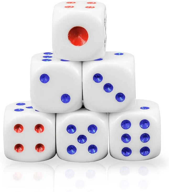 Juego Set 100 Dados Blancos 13mm Esquina Redonda , 6 Caras