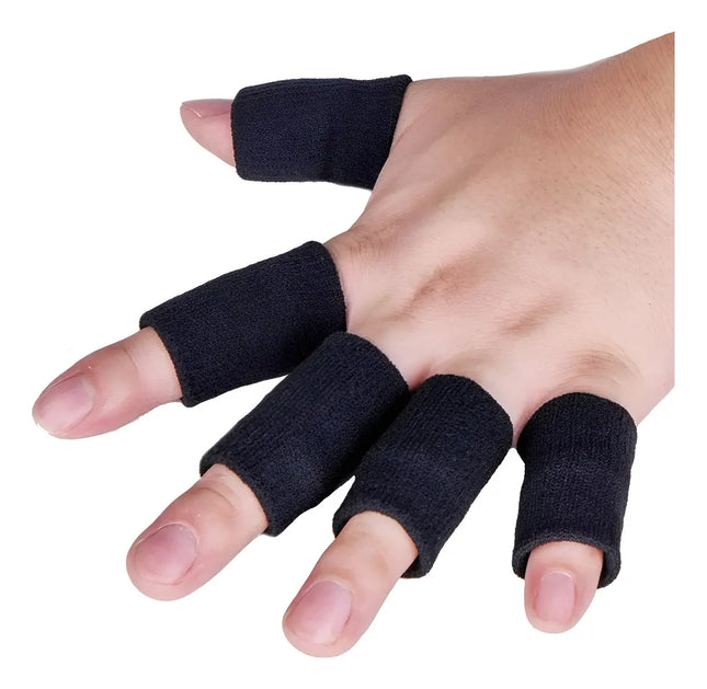 10 Protector De Dedos Deporte Soporte Elástico Vendas Basket Negro