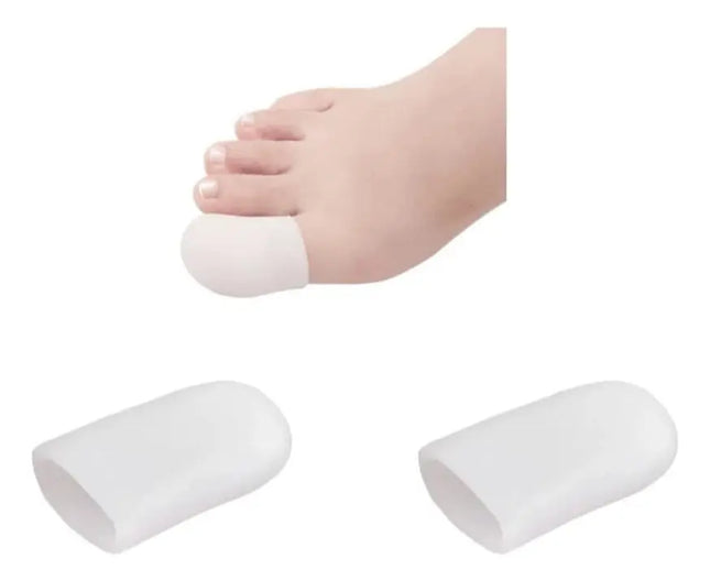 Par Protector De Silicona Ortopédico Dedo Del Pie Funda #1 Blanco
