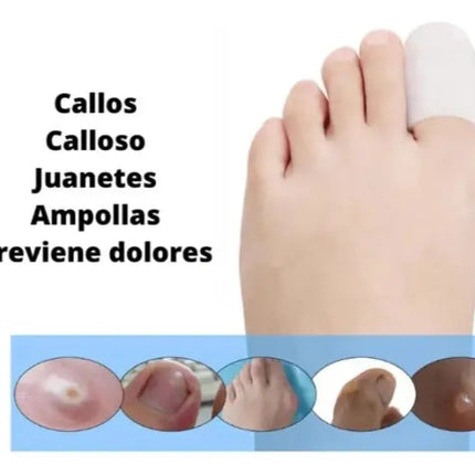 Par Protector De Silicona Ortopédico Dedo Del Pie Funda #1 Blanco