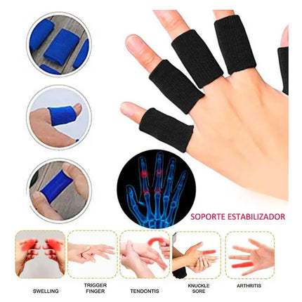 10 Protector De Dedos Deporte Soporte Elástico Vendas Basket Negro