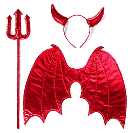 Set Disfraz Diabla Mujer3 Piezas Halloween Diablita Rojo Rojo