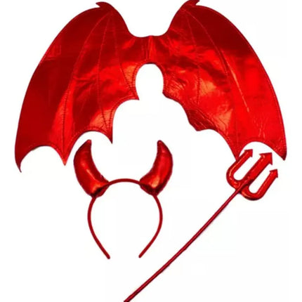 Set Disfraz Diabla Mujer3 Piezas Halloween Diablita Rojo Rojo