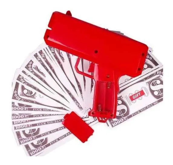 Pistola Lanza Billetes, Juguete Tira Dinero, Rockstar Rojo