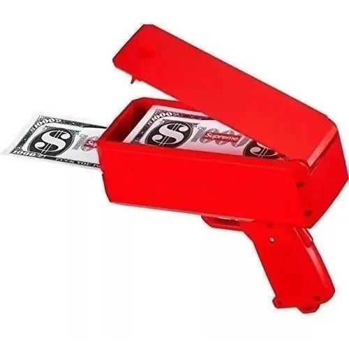 Pistola Lanza Billetes, Juguete Tira Dinero, Rockstar Rojo