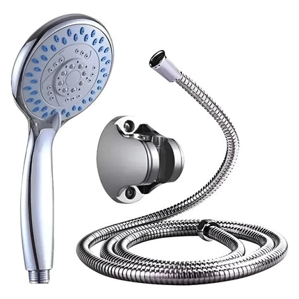 Kit De Ducha Teléfono Manguera Soporte Cromado Acero Inox Plateado