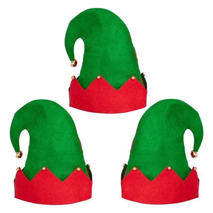 3 Gorro Sombrero Duende Elfo Campanitas Sonajera Navidad Eco Verde