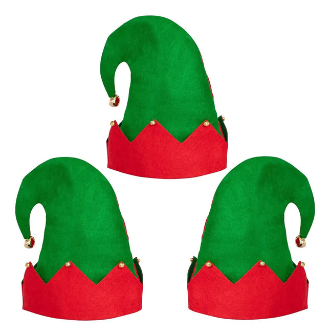 3 Gorro Sombrero Duende Elfo Campanitas Sonajera Navidad Eco Verde