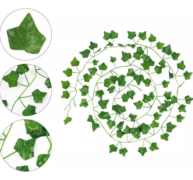 Pack 12 Tiras Planta Artificial Enredadera 2.1m Decoración Verde