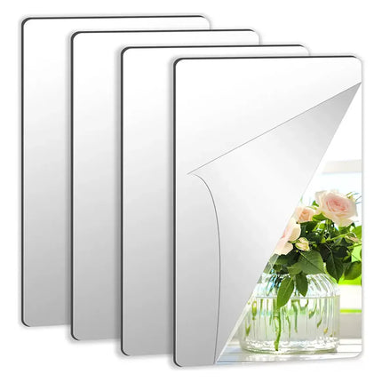 Espejo Rectangular 40x30cm Adhesivo Decorativo Vinilo Plateado