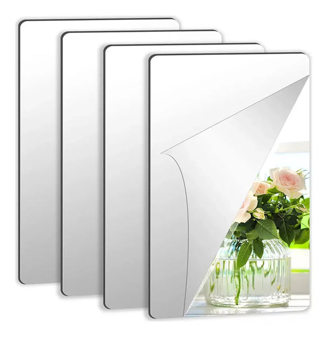Espejo Rectangular 40x30cm Adhesivo Decorativo Vinilo Plateado