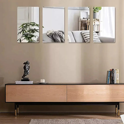 Espejo Rectangular 40x30cm Adhesivo Decorativo Vinilo Plateado