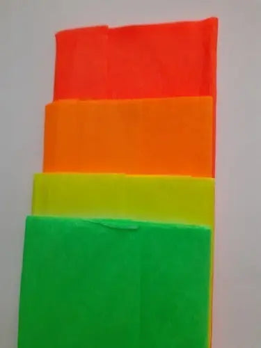 4 X Papel Crepe Crespon, 4 Colores Flúor Pliego 50 X 200cms Flúor