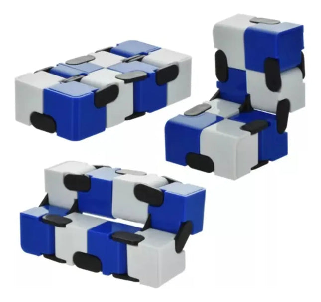 Pack Antiestrés 1 Fidget Cube + 1 Spinner + 1 Infinity Cube Azul