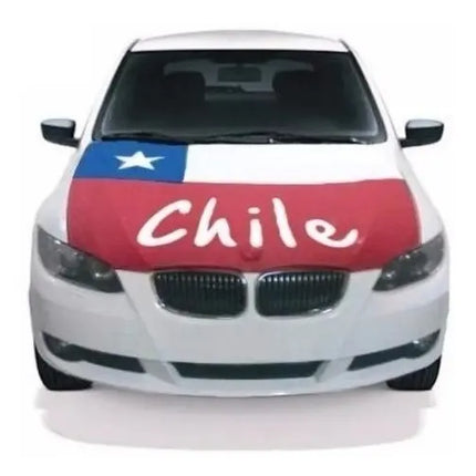 Bandera Chilena Para Capot Auto, Elastizada + 2 Porta Espejo